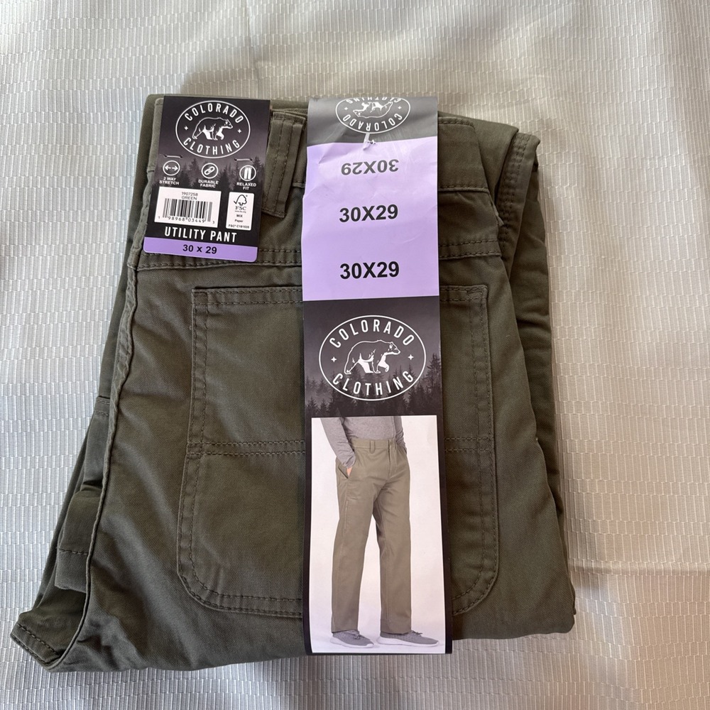 Colorado Clothing Utility Pant Green 30 X 29 Relaxed Fit NEW